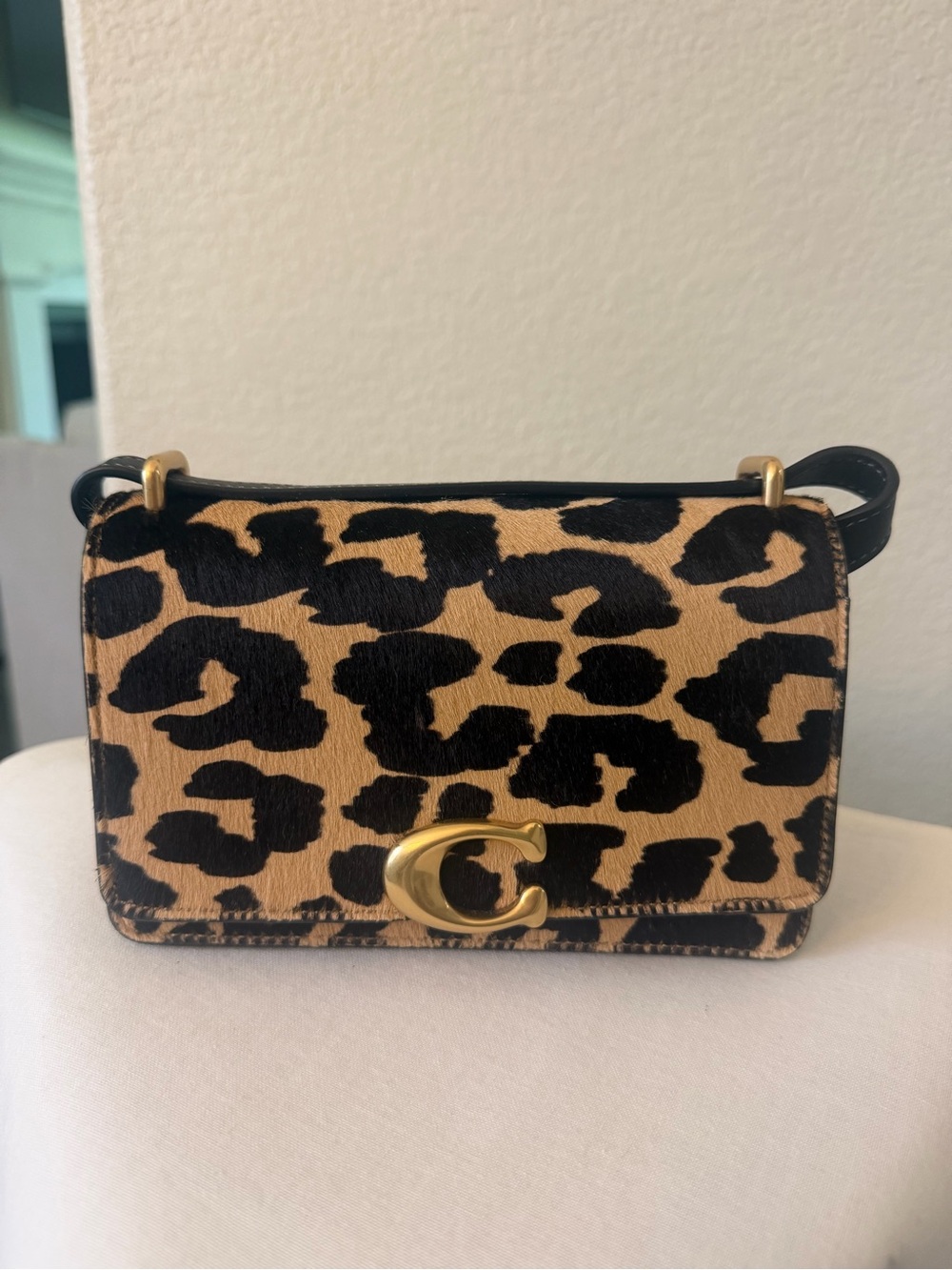 Tabby 20 Hair Calf Leopard Print Coach  Crossbody with Gold Hardware